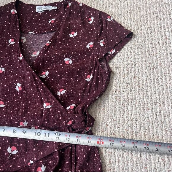 & Other Stories Women's Maroon Floral Wrap V-Neck Dress - Picture 12 of 13